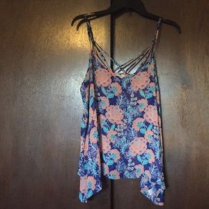 Strappy floral tank top